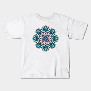 Persian Floral Mosaic Pink Kids T-Shirt